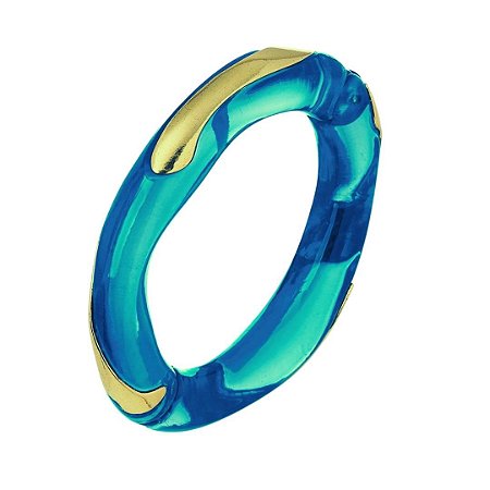 BRACELETE IMÃ RESINA TURQUESA DOURADO NÁDIA GIMENES