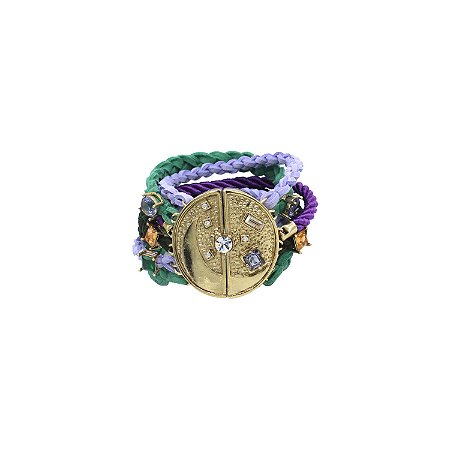 PULSEIRA TRANÇAS COLORIDAS DOURADA LUNAR PALONE
