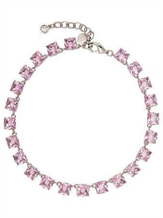 COLAR CAIXINHA PEDRA QUADRADA LAPIDADA ROSA JULIANA MANZINI