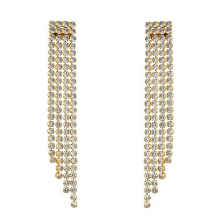 BRINCO LONGO CÉU ESTRELADO ZIRCÔNIA DOURADO  COLEÇÃO MARRAKESH CAROL BASSI NÁDIA GIMENES