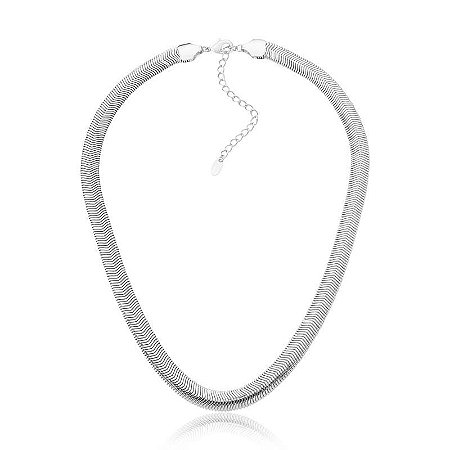 COLAR MALHA  PRATA 6 MM 40 CM NEFFERTARI
