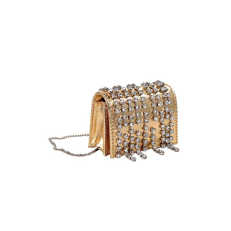 MICRO BAG COURO REFLEXO COR OURO BAGS SHEILA MORAIS