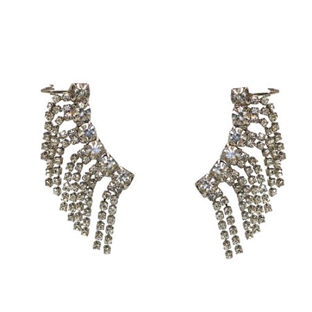 BRINCO EARCUFF PRATA FRANJA CRISTAL COLEÇÃO EXTRAVAGANZA SHEILA MORAIS