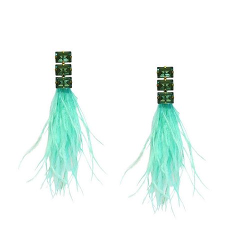 BRINCO PEDRA PLUMA VERDE COLEÇÃO EXTRAVAGANZA SHEILA MORAIS