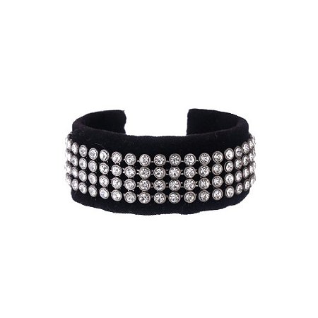 BRACELETE VELVET COM STRASS PRATEADO COLEÇÃO NONSTOP JULIANA MANZINI