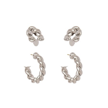 BRINCO MEIA ARGOLA PIERCING FAKE WAVES - PRATEADO COLEÇÃO WAVES NADIA GIMENES