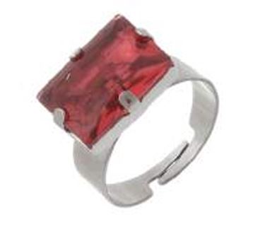 ANEL RETANGULAR CRISTAL VERMELHO JULIANA MANZINI