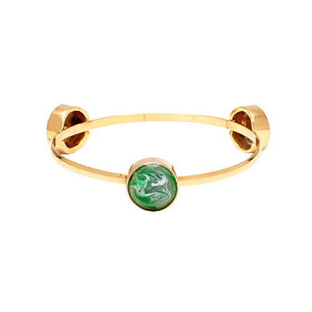 PULSEIRA ARO MÁRMORE VERDE DOURADO ROSANA BERNARDES