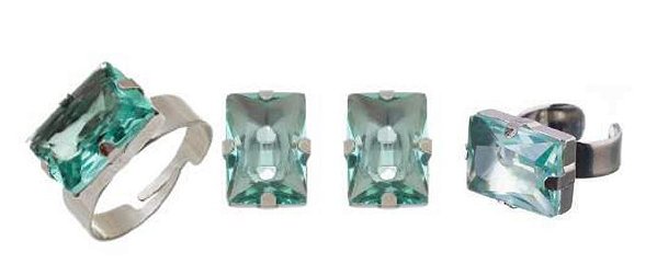 KIT BRINCO PIERNCING E ANEL VERDE CLARO PRATEADO JULIANA MANZINI