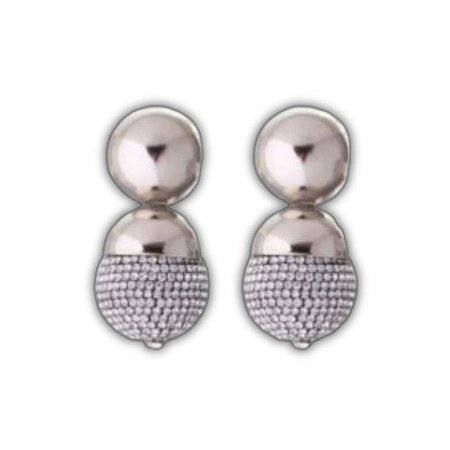 BRINCO BALLS DNA SHINE PRATEADO CRISTAL JULIANA MANZINI