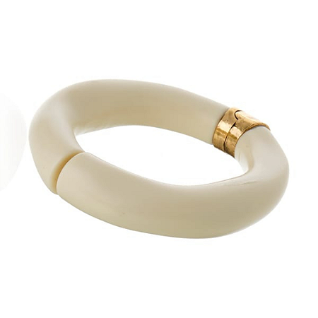 PULSEIRA MOLA RESINA MARFIM FELINA DOURADO NÁDIA GIMENES