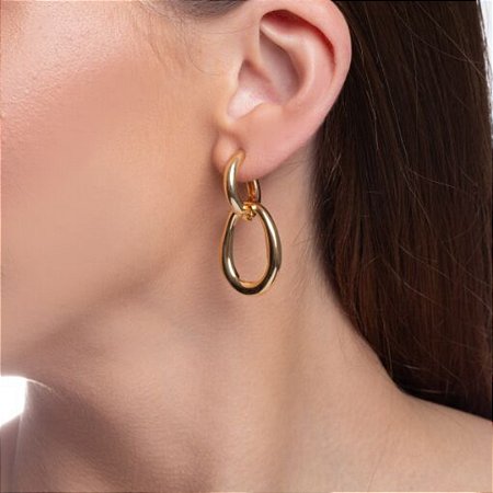 BRINCO ARGOLA DUPLA ORGÂNICA DOURADA BULKY & VOGA