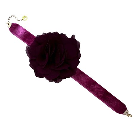 CHOKER VELUDO COM FLOR MARSALA BIA MORAES