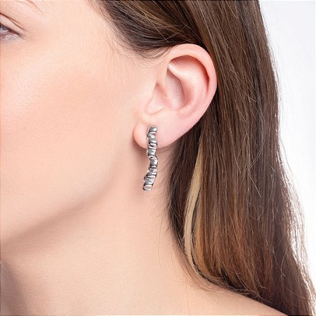 BRINCO PALITO ORGÂNICO RÓDIO BRANCO BULKY & VOGA