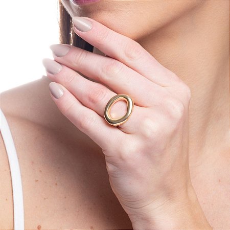 ANEL OVAL ORGÂNICO DOURADO