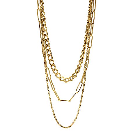 COLAR TRÊS VOLTAS CORRENTE DOURADO ROSANA BERNARDES