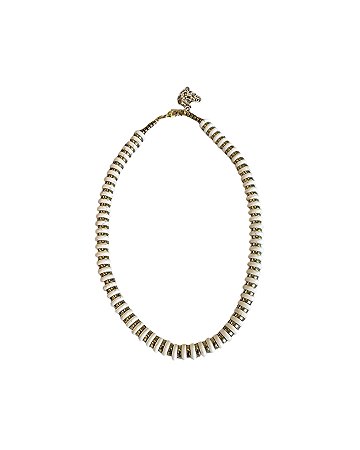 COLAR HEMATITA E HOWLITA OFF WHITE E DOURADO