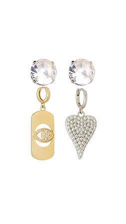 BRINCO KIT DE PINGENTES BOSSA CORAÇÃO E OLHO MIX JULIANA MANZINI