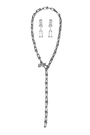 KIT COLAR E BRINCO 3 EM 1 PRATEADO JULIANA MANZINI