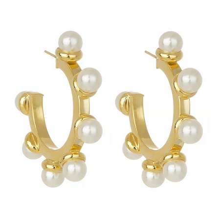 Brinco meia argola wild pérola