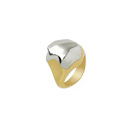 ANEL LUMIÈRE BOUTON BICOLORE P DOURADOePRATA