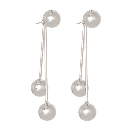BRINCO LONGO REMOVÍVEL ESFERA PRATA