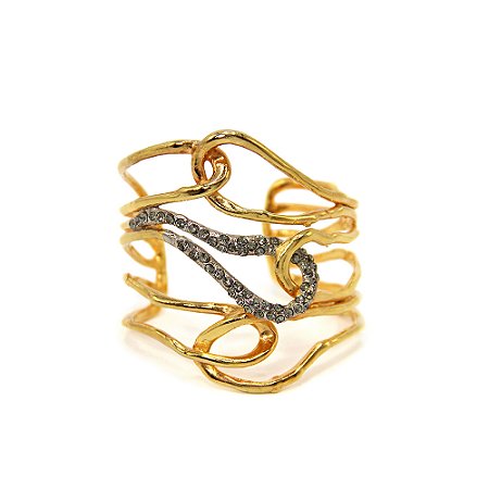 PULSEIRA DUALIDADE DOURADA E STRASS ROSANA BERNARDES