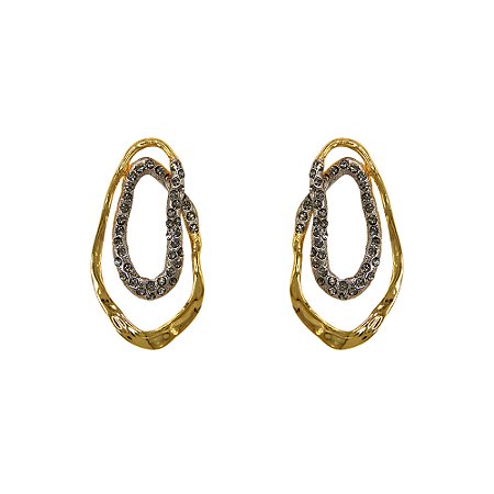BRINCO DE PINO DUALIDADE DOURADO E STRASS ROSANA BERNARDES