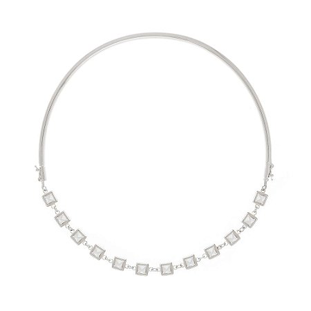 CHOKER 2X1 ÍRIS PERFUME DE MULHER PRATA E CRISTAL