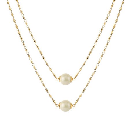 COLAR ESCAPULÁRIO CHRISTAL DOURADO COM PEROLA