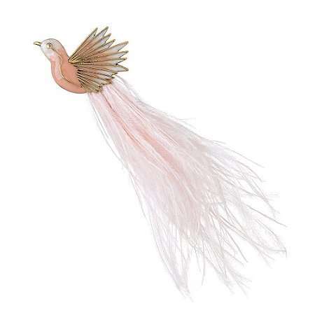 BOTTON BEIJA FLOR ESMALTADO NUDE COM PLUMAS NÁDIA GIMENES DOURADO