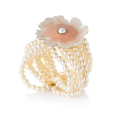 BRACELETE SILICONE FLOR DE CEREJEIRA NUDE DOURADO NÁDIA GIMENES