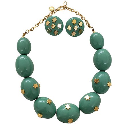 COLAR VERDE TACHAS TARTARUGA ROSANA BERNARDES