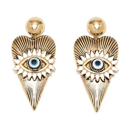 BRINCO OLHO CORAÇÃO COLEÇÃO LUCKY DOURADO ROSANA BERNARDES