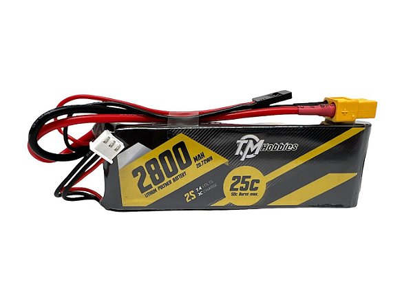 Bateria LiPo 2800mah 7,4v 2S 25C Receptor TM Hobbies