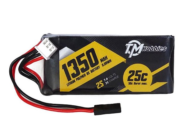 Bateria LiPo 1350mah 7,4v 2S 25C Receptor / CDI TM Hobbies