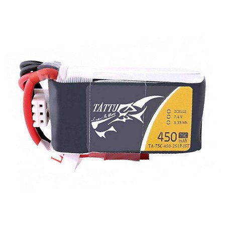 Bateria Lipo Tattu 450mah 7,4v 75C 2s JST Shock Flyer indoor