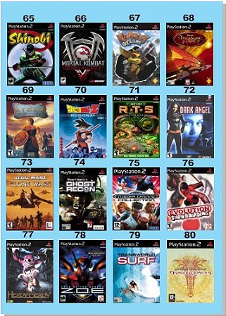 Catálogo Jogos Playstation 2 (Ps2) - 65 à 80