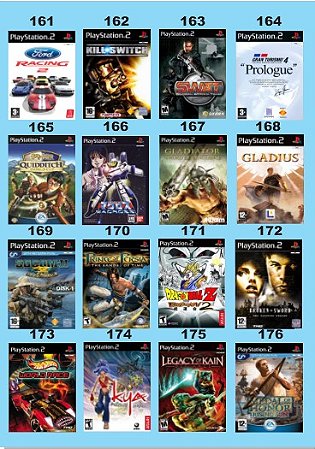 Catálogo Jogos Playstation 2 (Ps2) - 193 à 208 - Fenix GZ - 16 anos no  mercado!