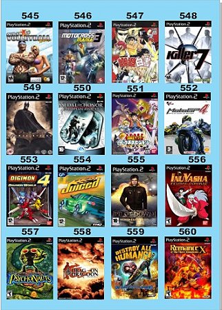 Catálogo Jogos Playstation 2 (Ps2) - 721 à 736 - Fenix GZ - 16 anos no  mercado!