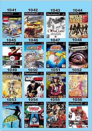 Catálogo Jogos Playstation 2 (Ps2) - 1041 à 1056 - Fenix GZ - 17 anos no  mercado!
