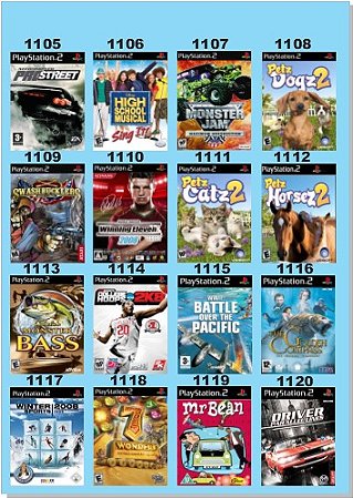 Catálogo Jogos Playstation 2 (Ps2) - 1105 à 1120