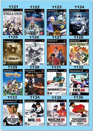 Catálogo Jogos Playstation 2 (Ps2) - 1121 à 1136