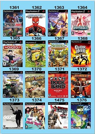 Catálogo Jogos Playstation 2 (Ps2) - 1361 à 1376