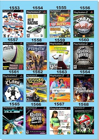 Catálogo Jogos Playstation 2 (Ps2) - 1553 à 1568