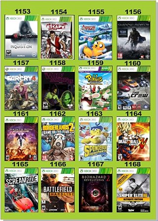 Catálogo Jogos Xbox 360 - 1153 à 1216 - Fenix GZ - 16 anos no mercado!