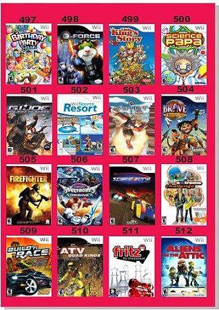 Catálogo Jogos Nintendo Wii - 497 à 656 - Fenix GZ - 17 anos no mercado!