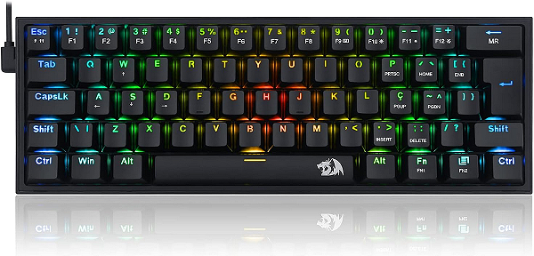 Teclaco Mecanico Redragon Fizz RGB 60% Switch Azul ABNT - Fenix GZ - 18  anos no mercado!