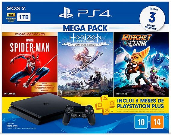 Playstation 4 Ps4 Slim Original + PS Plus Deluxe 300 Jogos Originais