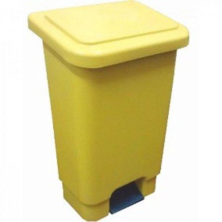 LIXEIRA RETANGULAR 50L C/ PEDAL AMARELO LARPLASTICOS